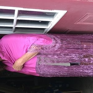 Shawl for dress 40" long with large fringes,very stylish fuchsia color.
